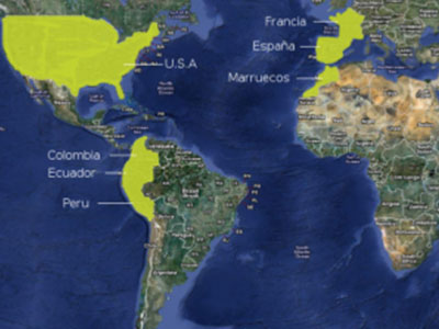 Mapa mundial de localización de clientes